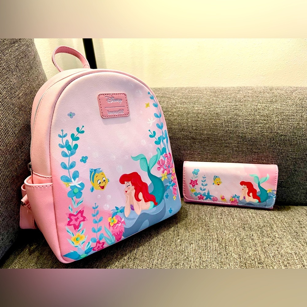 Loungefly Disney The Little Mermaid Mini Backpack and Wallet in Pink
